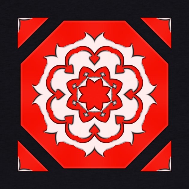 Bright Red Kaleidoscope Pattern (Seamless) 7 by Swabcraft